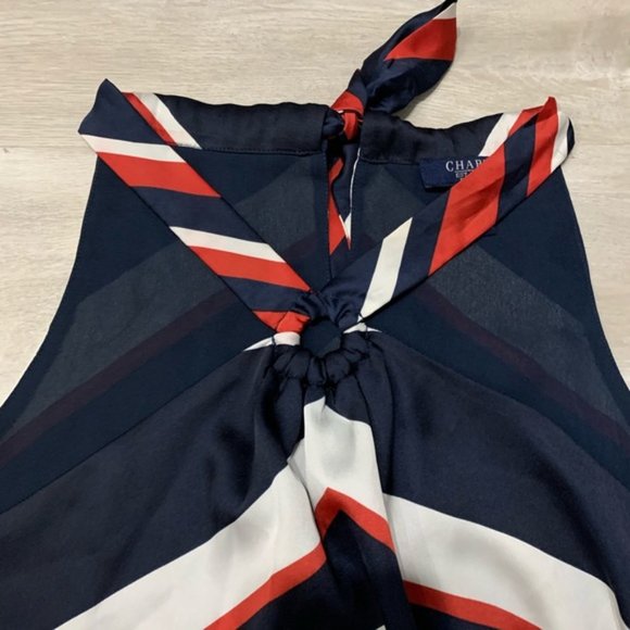 Chaps Red White Blue Halter Top Blouse XLP - Picture 3 of 8